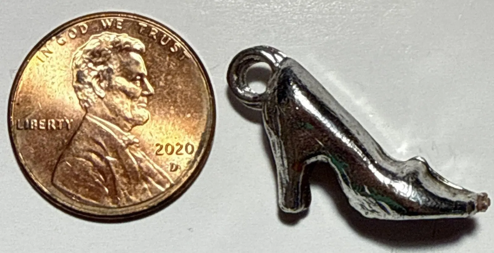 Product image for Vintage Silver Tone Metallic Cracker Jack High Heel Charm 1L