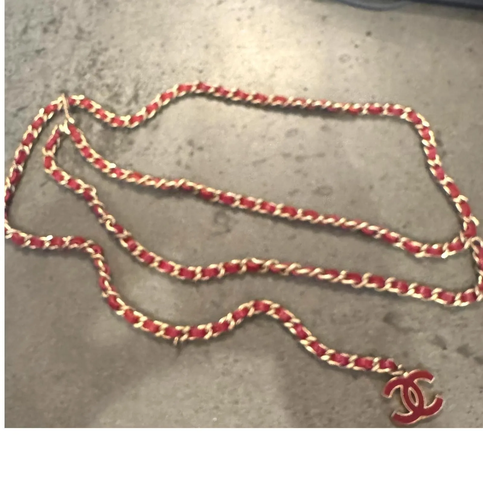 Product image for Chanel Red Leather and Chain Belt