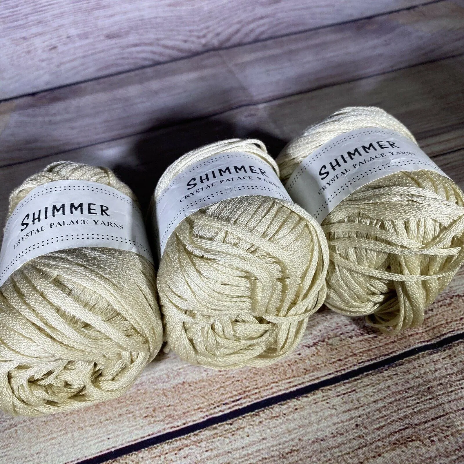 Product image for LOT of 3 Balls Crystal Palace Shimmer Straw Into Gold Tube Yarn 2849 90 Yd 50g