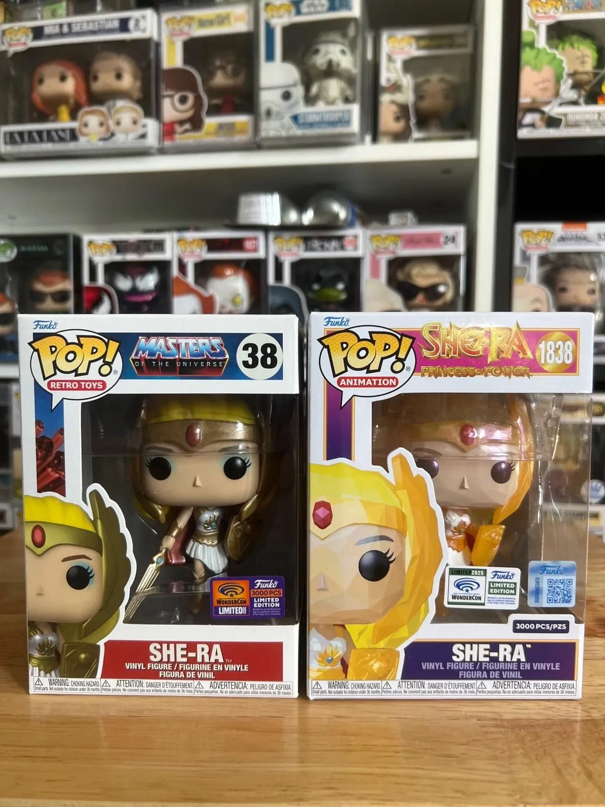 Product image for 2 3000 PIECE OFFICIAL WONDERCON STICKER She-Ra Funko Pops #38 #1838 MOTU Facet