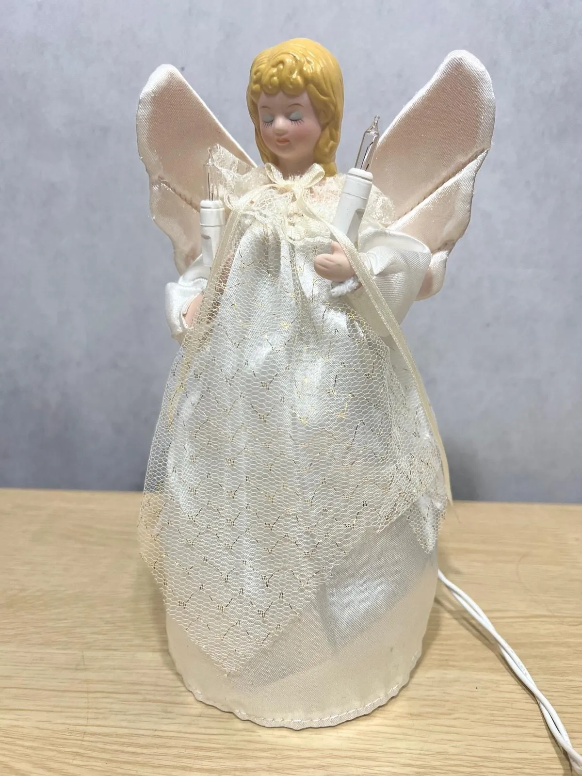 Product image for Elegant White & Lace Lighted Angel Tree Topper - 10 Lights