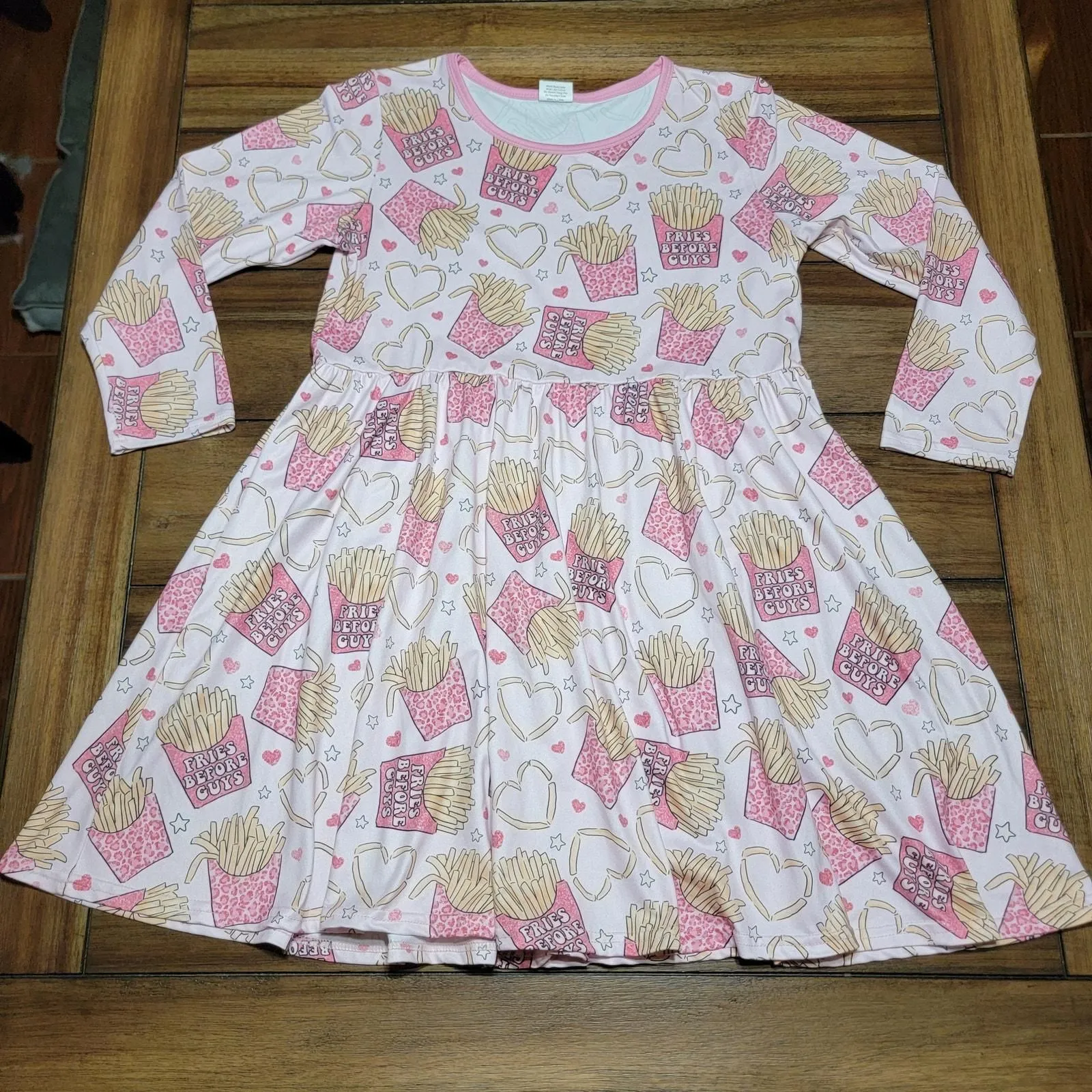 Fries Before Guys Girls LS Light Pink Dress - Size 6XL (Ages 14-16)   Whatnot: Shop, Sell, Connect