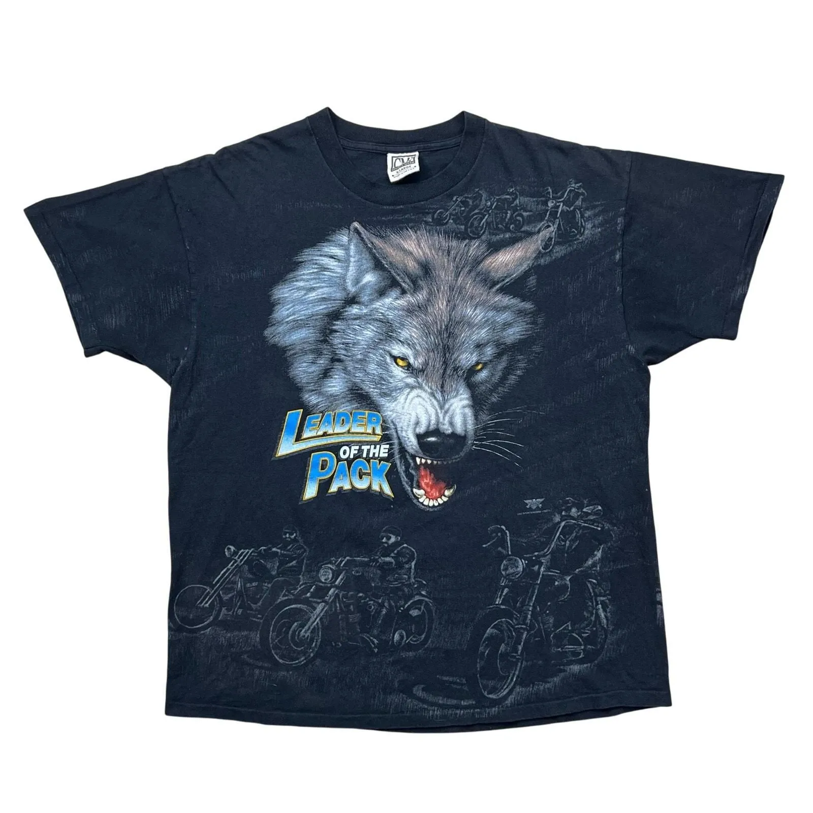 Product image for Vintage 1996 American Biker Leader Of The Pack Laconia Bike Week AOP Tee - pre-owned---good - Other