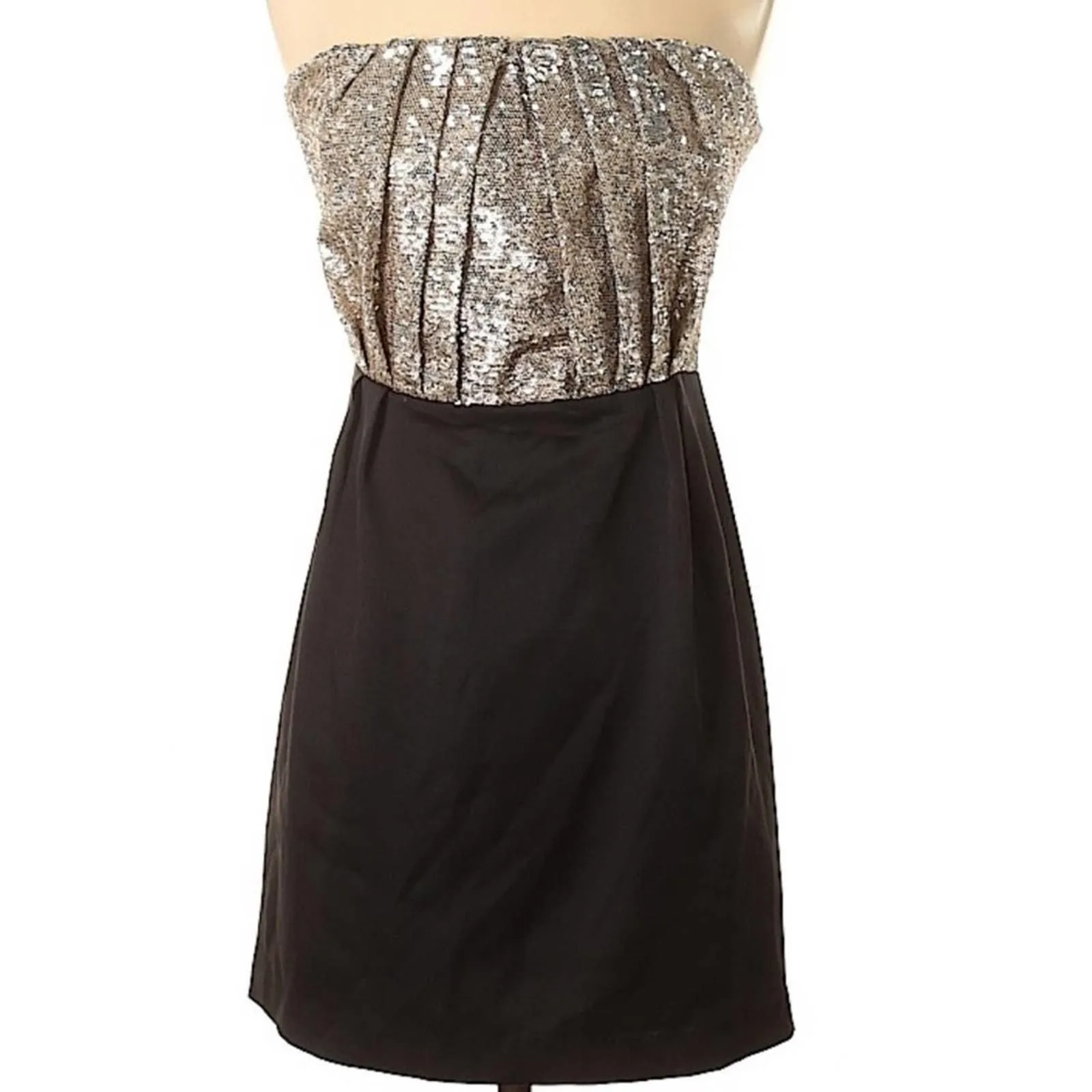 Product image for Line & Dot Gold Sequin Strapless Zip Mini Dress SM - pre-owned---good - Line & Dot