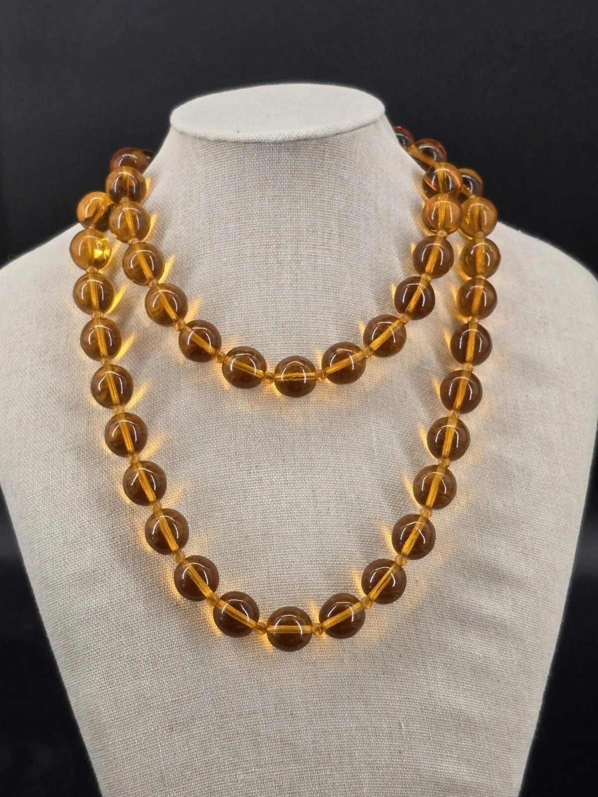 Product image for Vtg Amber Glass Bead Necklace