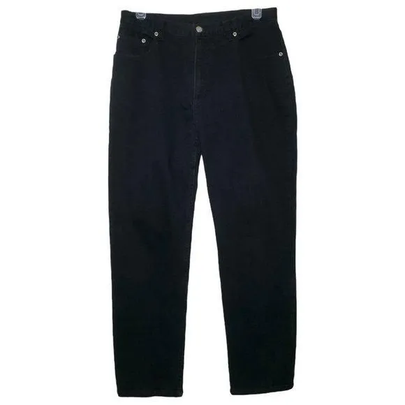 Product image for 𝅺chico's Size 0.5 - Black Denim High Rise Tapered Leg Jeans - Standard Size 6