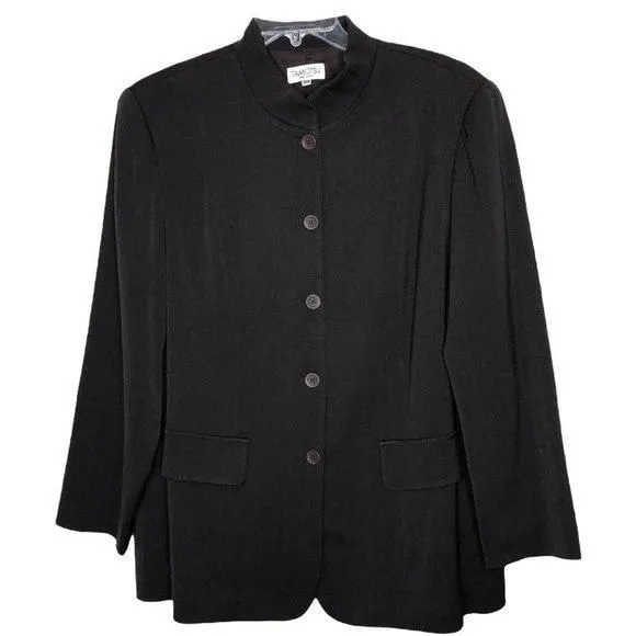 Product image for VINTAGE - TAMOTSU Wool Blend Brown Longline Button Front Blazer - Size 18W