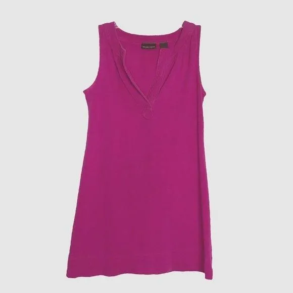 Product image for NEW YORK & COMPANY 100% Cotton Magenta Sleeveless V-Neck Knit Dress - Size Small