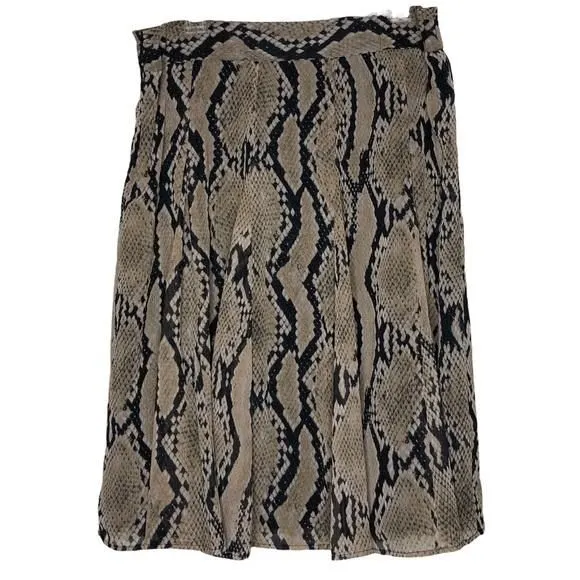 Product image for Attention - Black & Tan Snake Skin Pattern Midi Skirt Hidden Zipper - Size Large