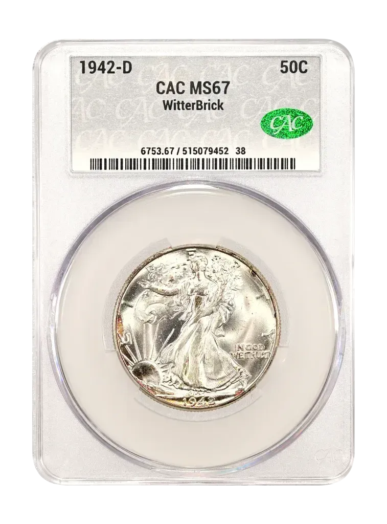 Product image for 1942-D 50c CACG - Coins, U.S. currency - Silver - true