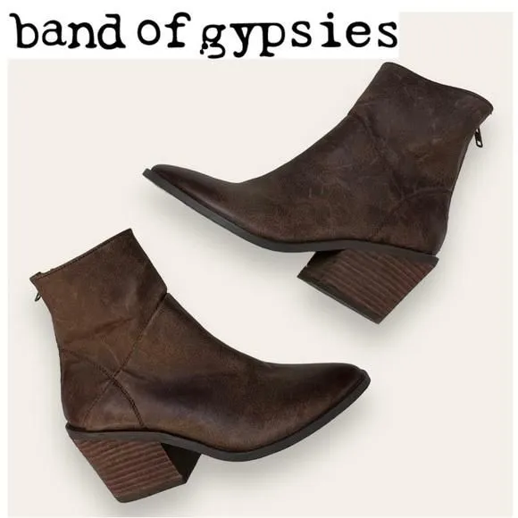 Product image for Band of Gypsies Lakota Chocolate Brown Faux Leather Booties Size 7
