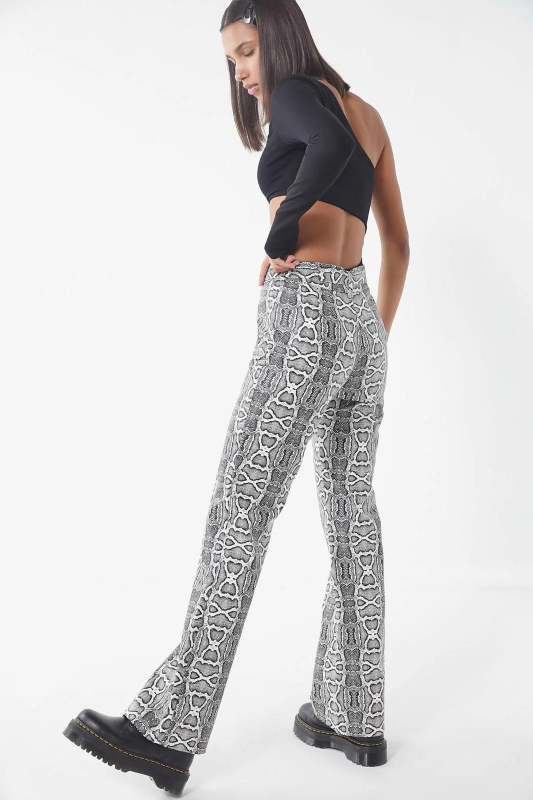 Product image for Share I.AM.GIA Shiraz Snake Print Black White Pant Large Faux Leather NWOT - new-without-tags -  I.AM.GIA