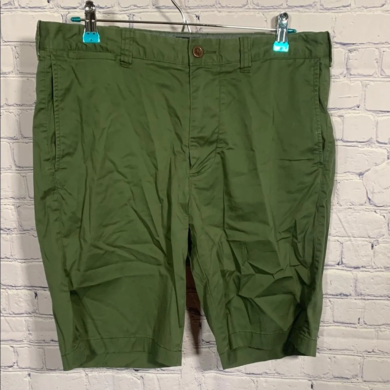 Product image for J.Crew Mens Stretch Shorts in Green Size 33x10.5 Cotton Outdoor Hiking Casual - pre-owned---excellent - J. Crew