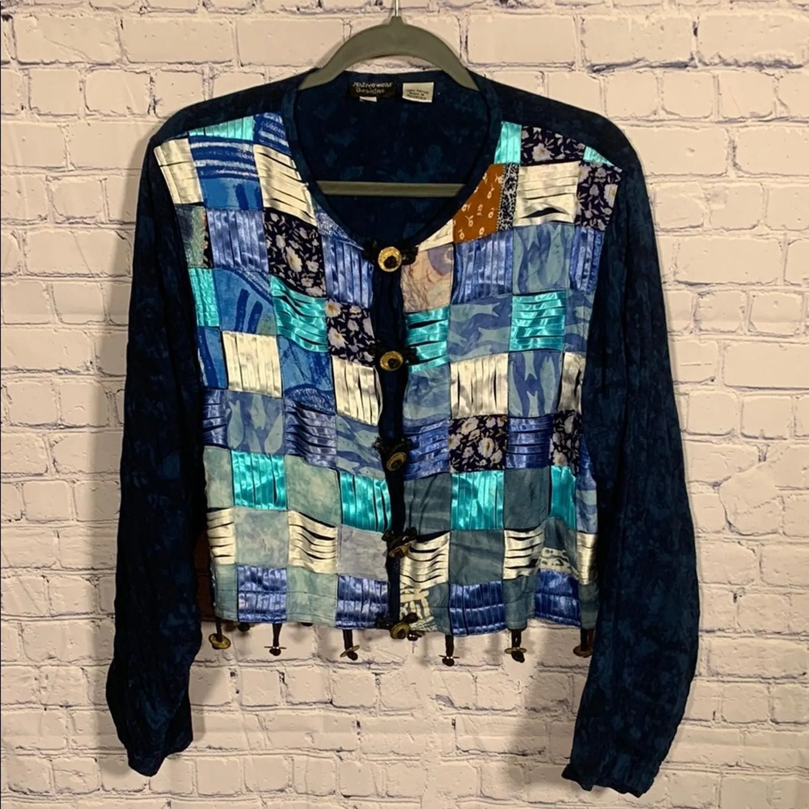 Product image for Nativewear Designs Womens VTG Patchwork Long Sleeve Top Blue Size L Hippie Boho - pre-owned---excellent - Nativewear Designs