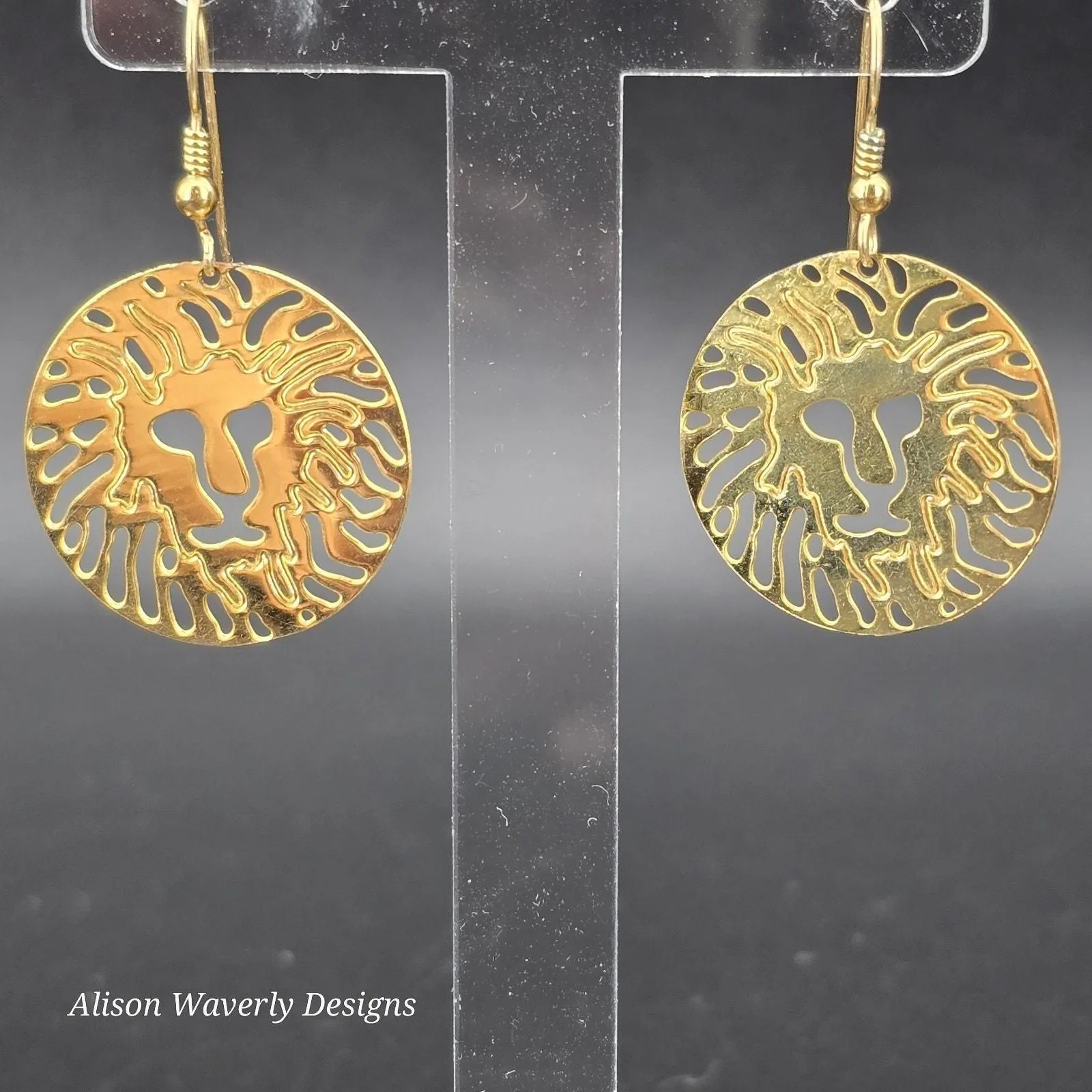 Product image for Vtg Anne Klein Lion Head Earrings On French Hook