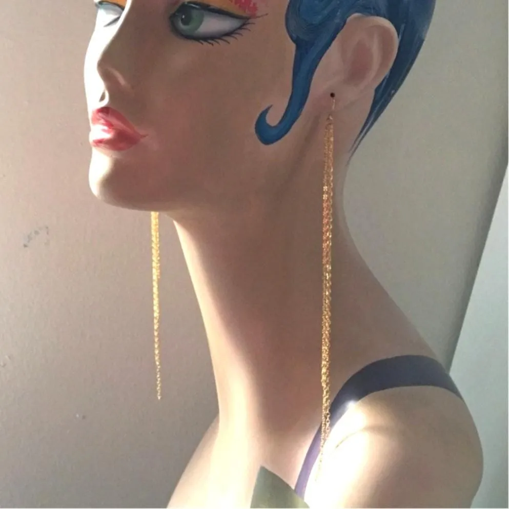 Product image for Artisan Handmade Extra long chain layered shoulder duster earrings - 7 inch 