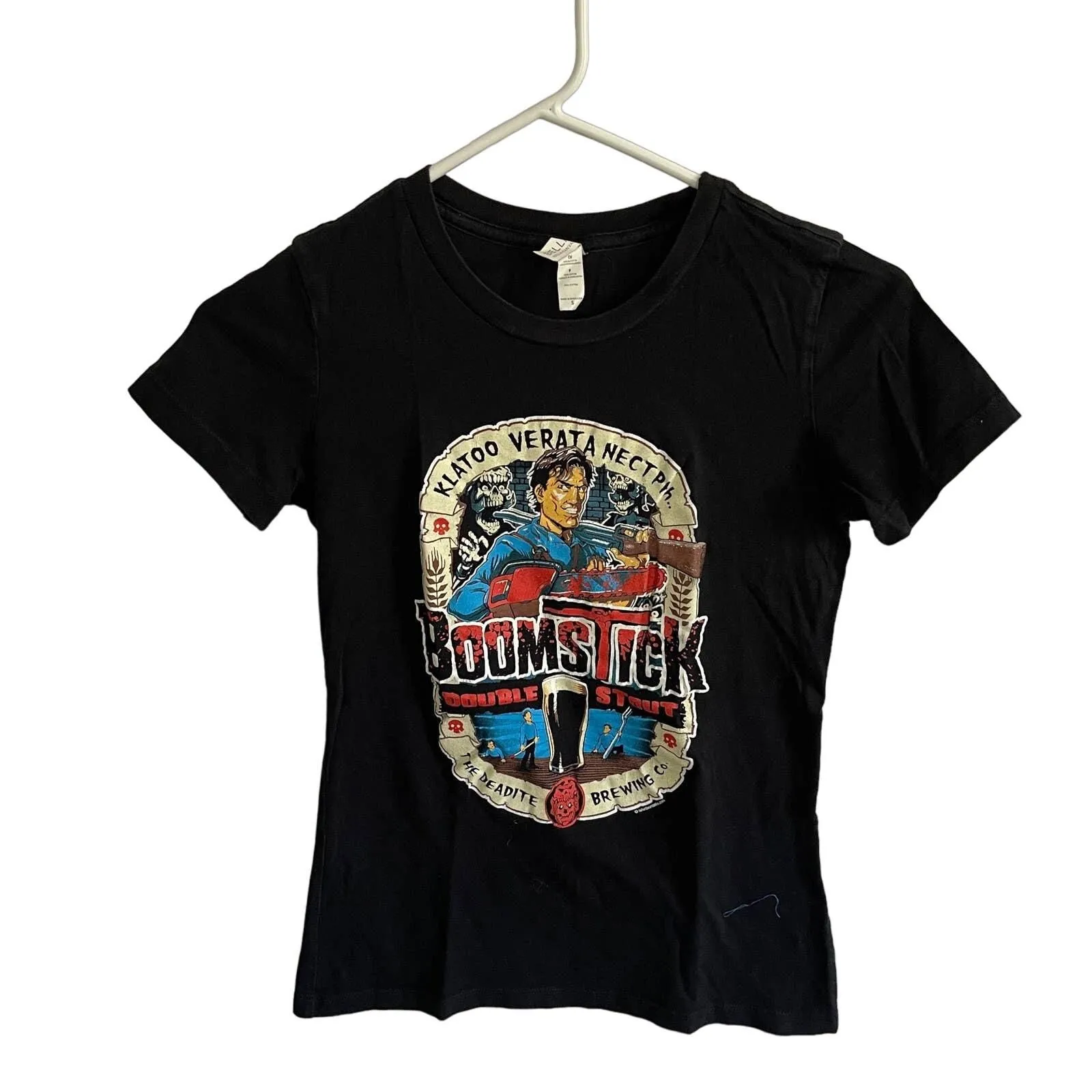 Product image for Graphic Black Unisex T-Shirt Boomstick Deadite Brewing Co. Small - pre-owned---good - Other