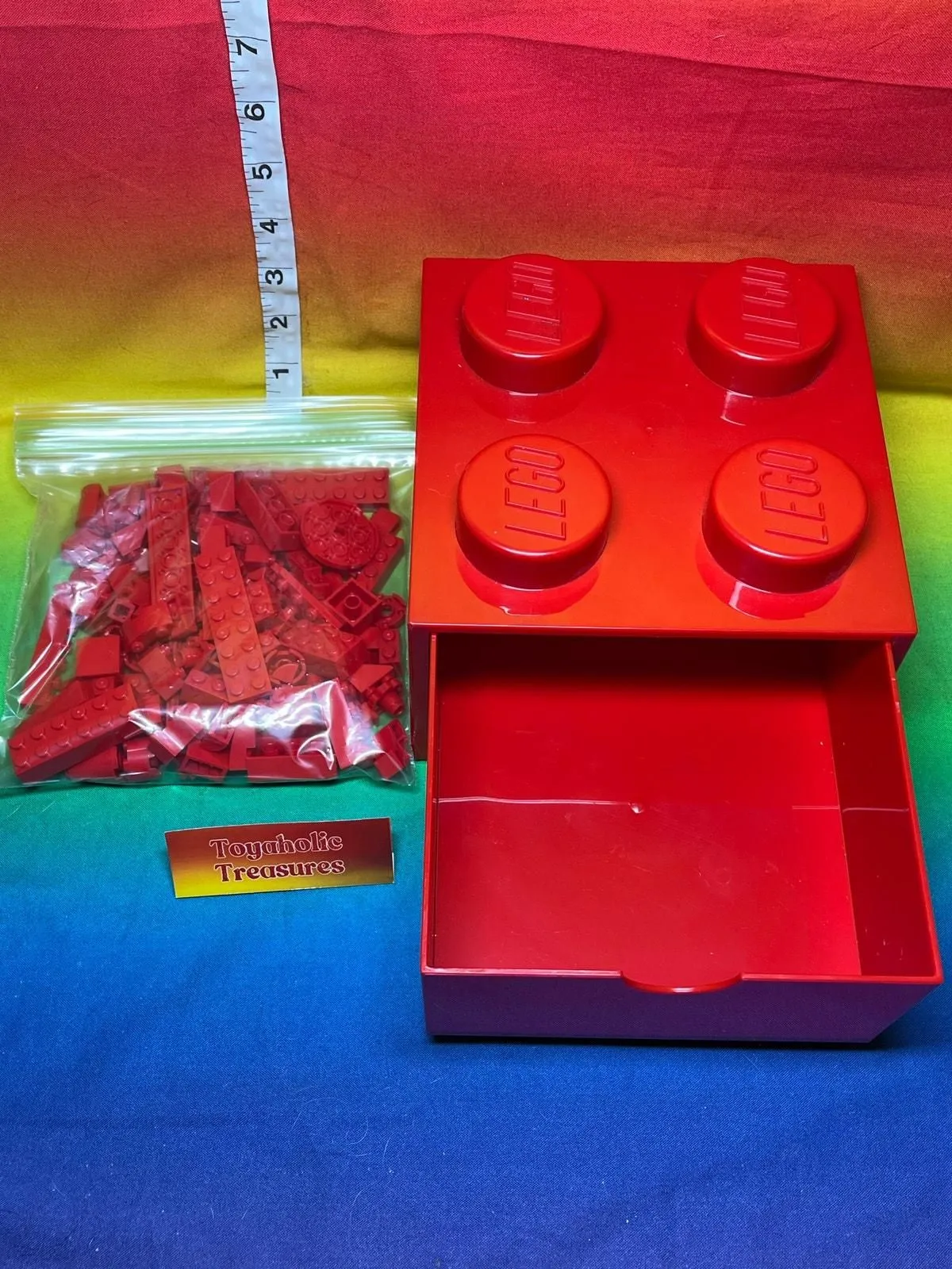 Product image for Lego Brick Storage Container Drawer w/ Red Brick Parts