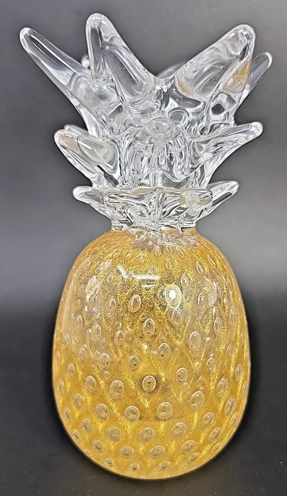 Product image for Marcolin Sweden Art Gold Fleck Glass Apple, Controlled Bubble Paperweight U30