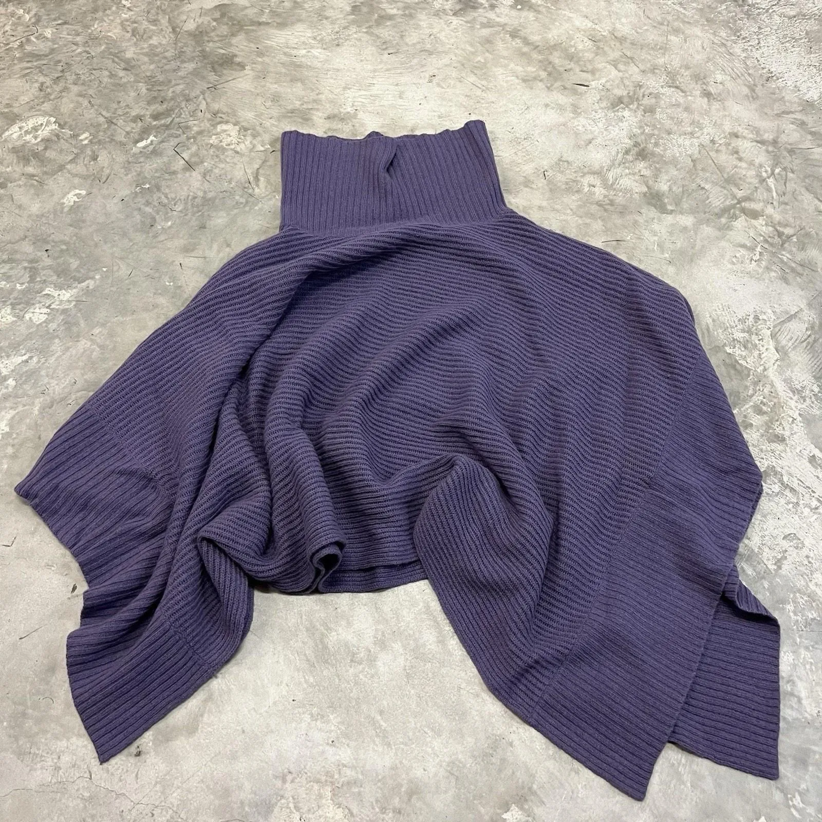 Product image for Eileen Fisher Sise M/L Oversize Purple Yak Wool Cape Poncho Cowl Turtleneck - Eileen Fisher