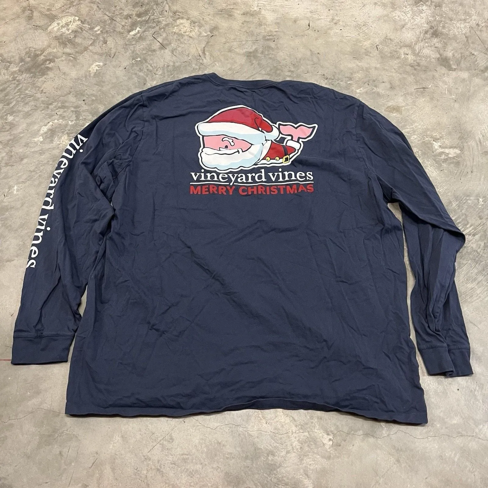 Product image for Vineyard Vines MEN'S 2XL Christmas Santa Beard Long Sleeve Logo pocket navy - Vineyard Vines