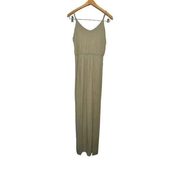 Product image for Lulus Womens XS Taupe Gray Maxi Dress Sleeveless Jersey Knit Stretch Slit NEW