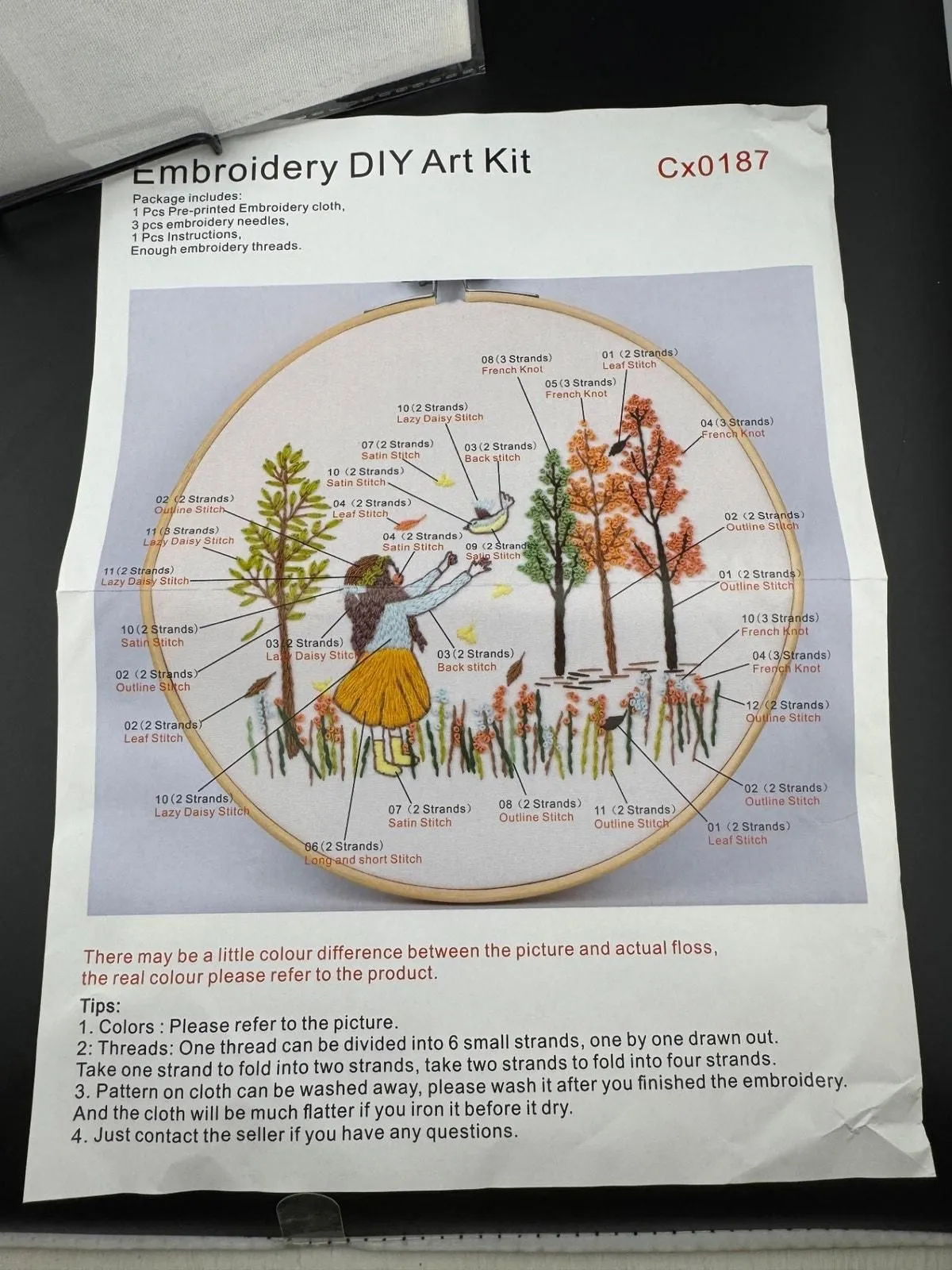 Product image for New Little Girl with Bird Embroidery Kit - Cx0187