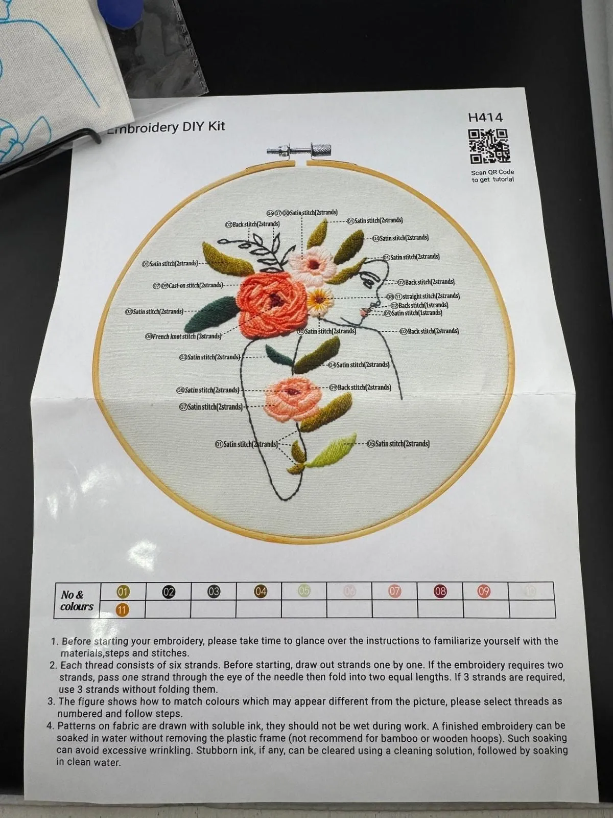 Product image for New Woman Outline with Floral Pattern Embroidery Kit - H414