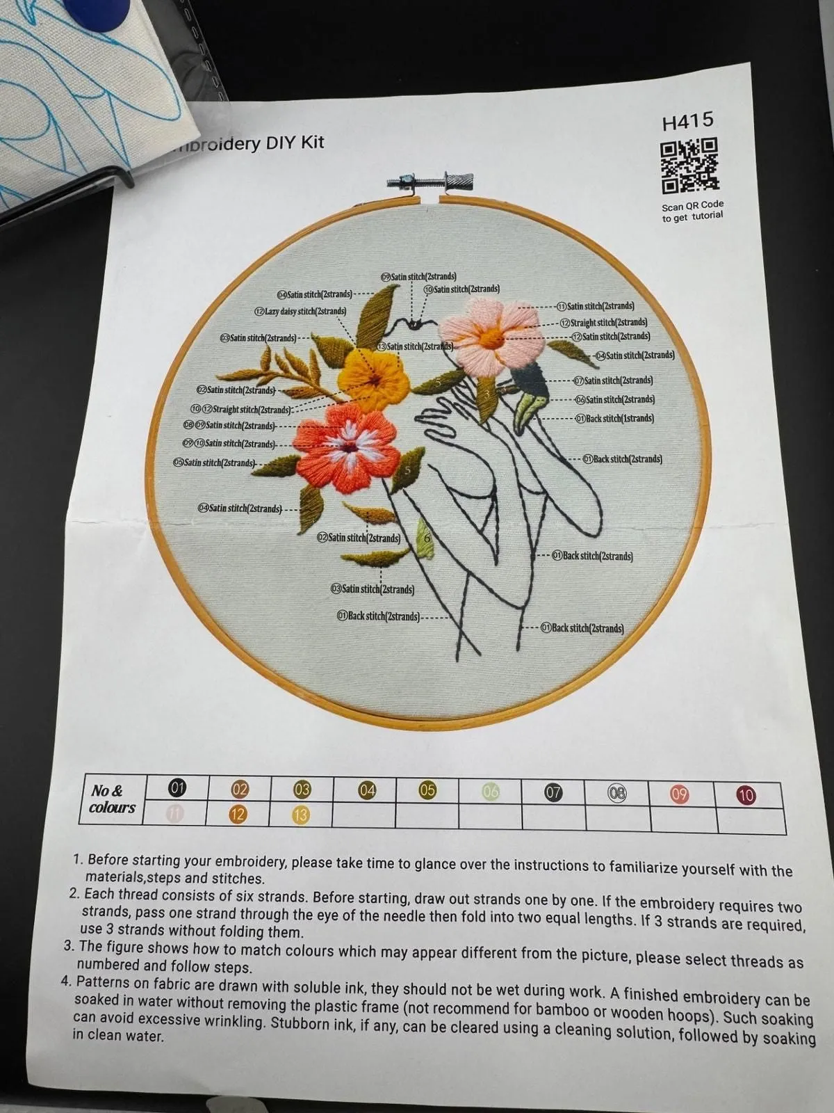 Product image for New Outlined Woman with Flowers Embroidery Kit - H415