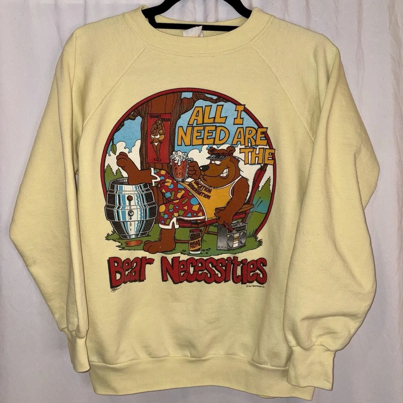 Product image for Vintage ALL I NEED ARE THE BEAR NECESSITIES Sun Sportswear Inc Md/Lg Sweatshirt - Sun Sportswear Inc