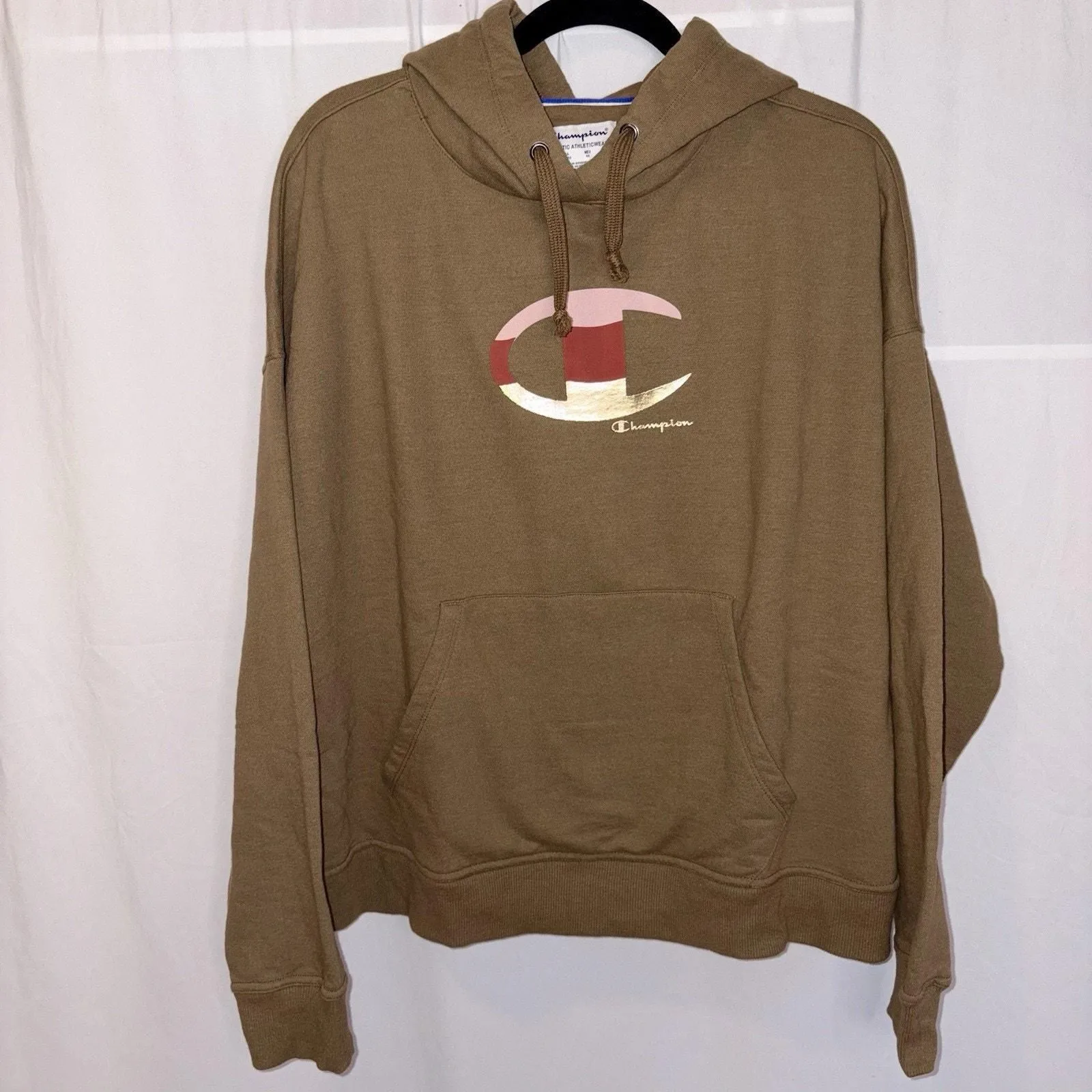 Product image for Champion Mocha Brown Hoodie Sweatshirt Big Logo Women’s X-Large EUC - Champion
