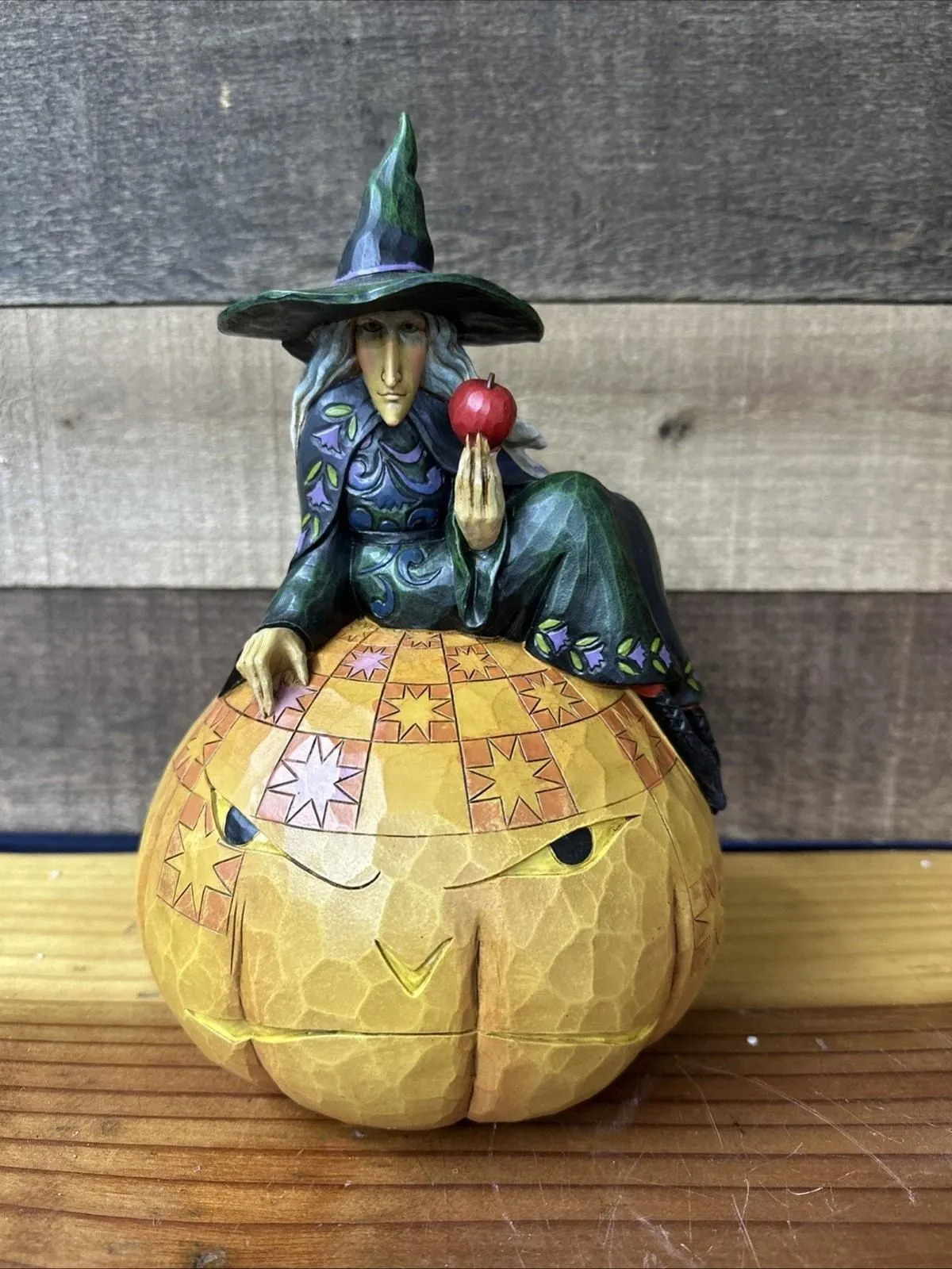 Product image for Jim Shore Sweet and Sour 4012605 Two-Sided Jack-O-Lantern Witch Black Cat In Box