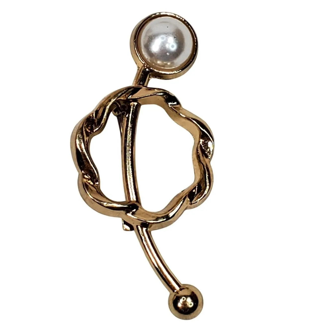 Product image for Vtg Gold Tone Faux Pearl Pin 2" - Brooch - pre-owned---good