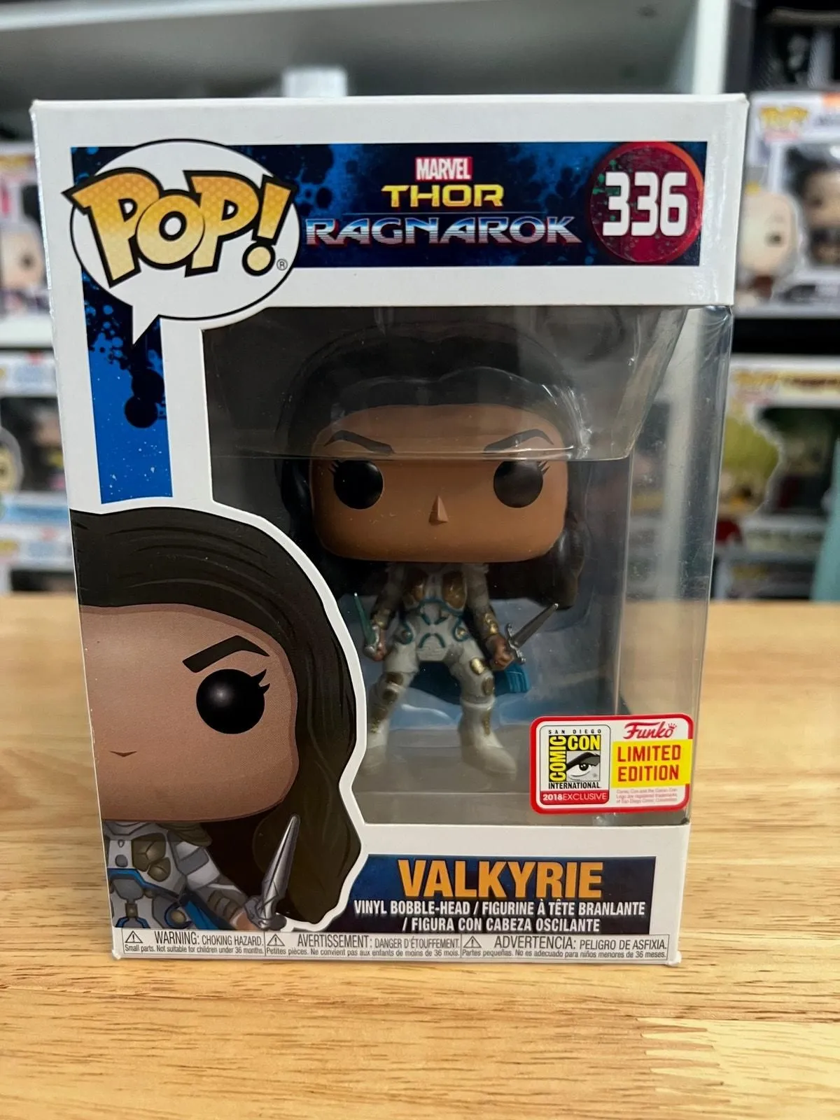 Product image for OFFICIAL SDCC CON STICKER LE EXC Valkyrie Thor Ragnarok Funko Pop 336 Marvel MCU