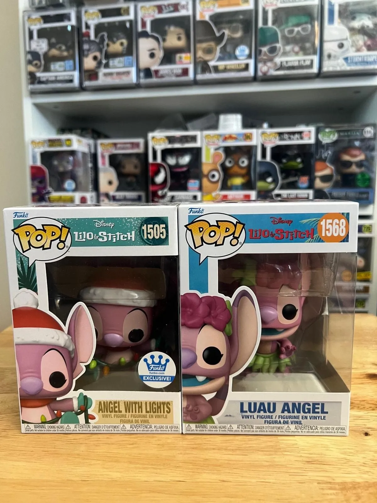 Product image for 2 Angel Funko Pops EXCLUSIVE w/ Lights & Luau #1505 #1568 Lilo & Stitch Disney