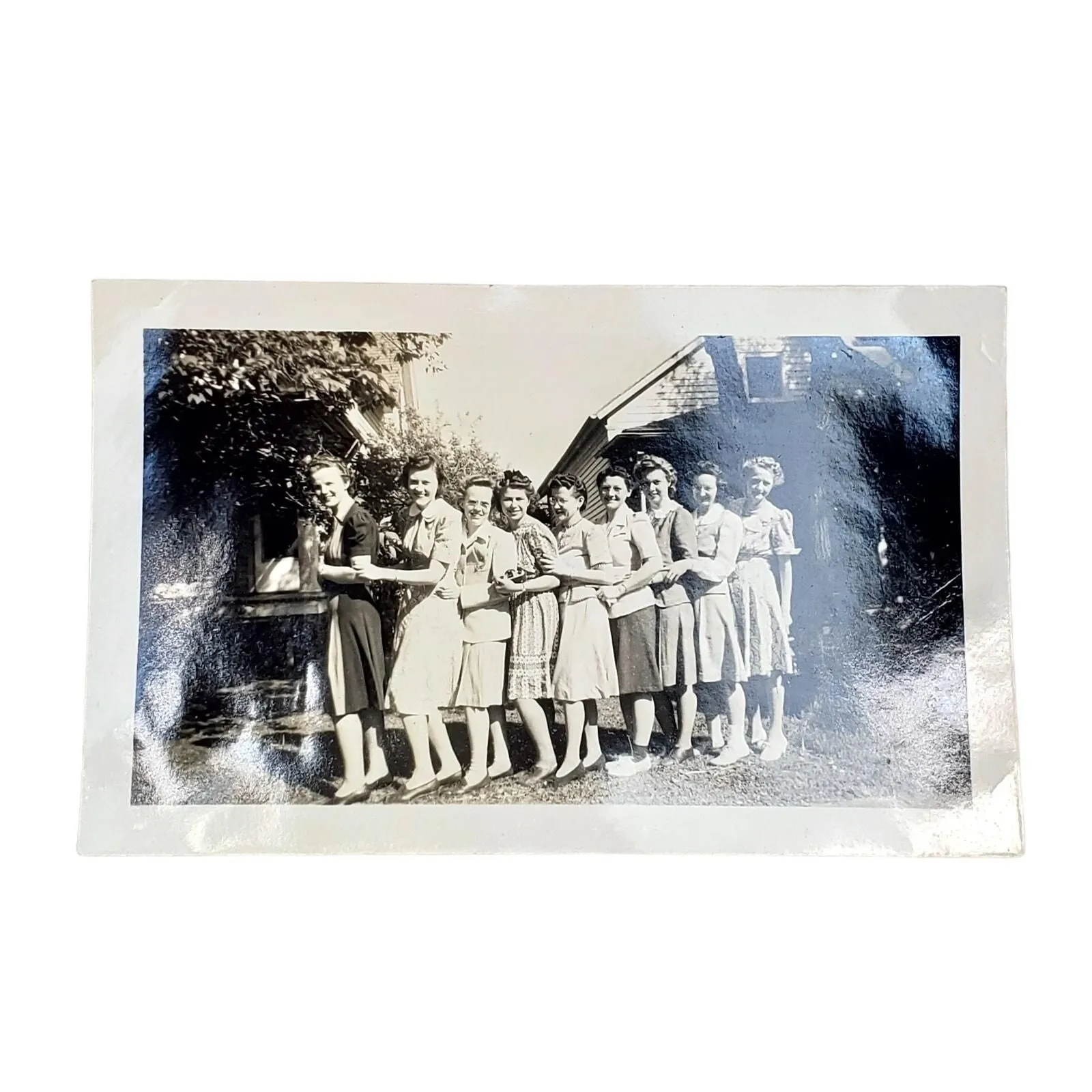 Product image for Vtg Girlfriends Posing Together After Tea Party Original Monochrome Photo Found - Photos - used-and-fully-functioning