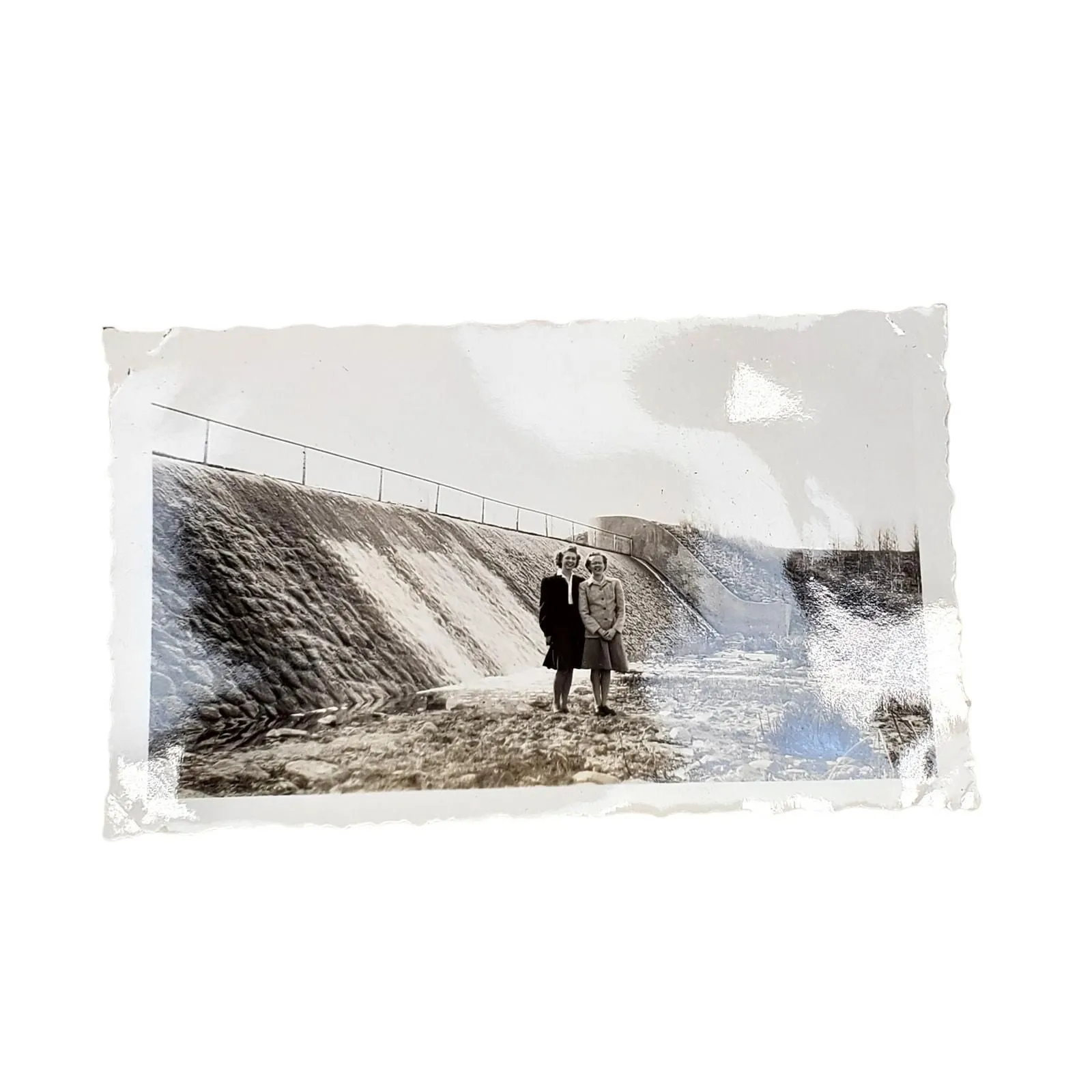 Product image for Vtg Girlfriends Posing Together Near River Original Monochrome Photo Found - Photos - used-and-fully-functioning