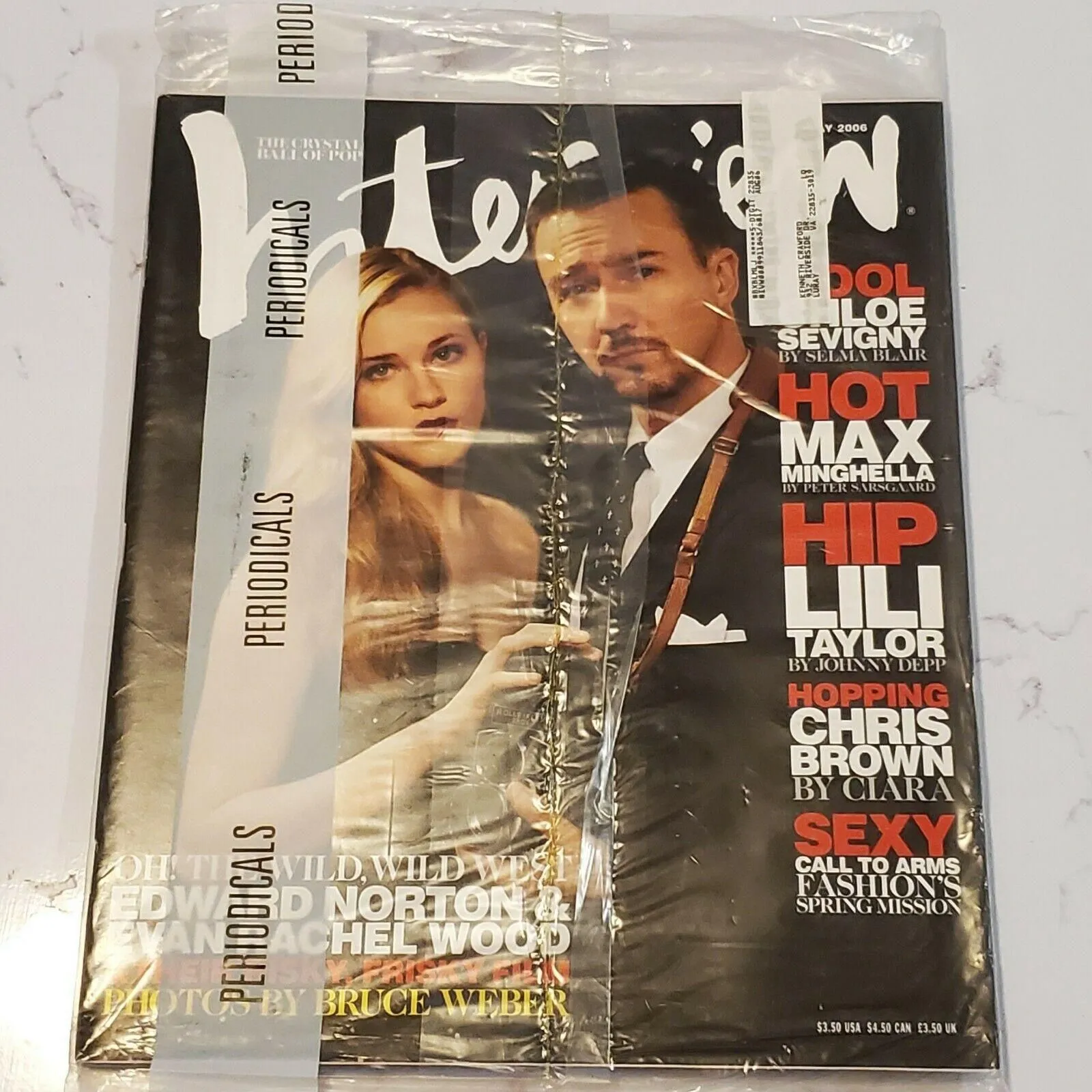 Product image for NEW Edward Norton Evan Rachel Wood Interview Magazine May 2006 Factory Sealed - brand-new