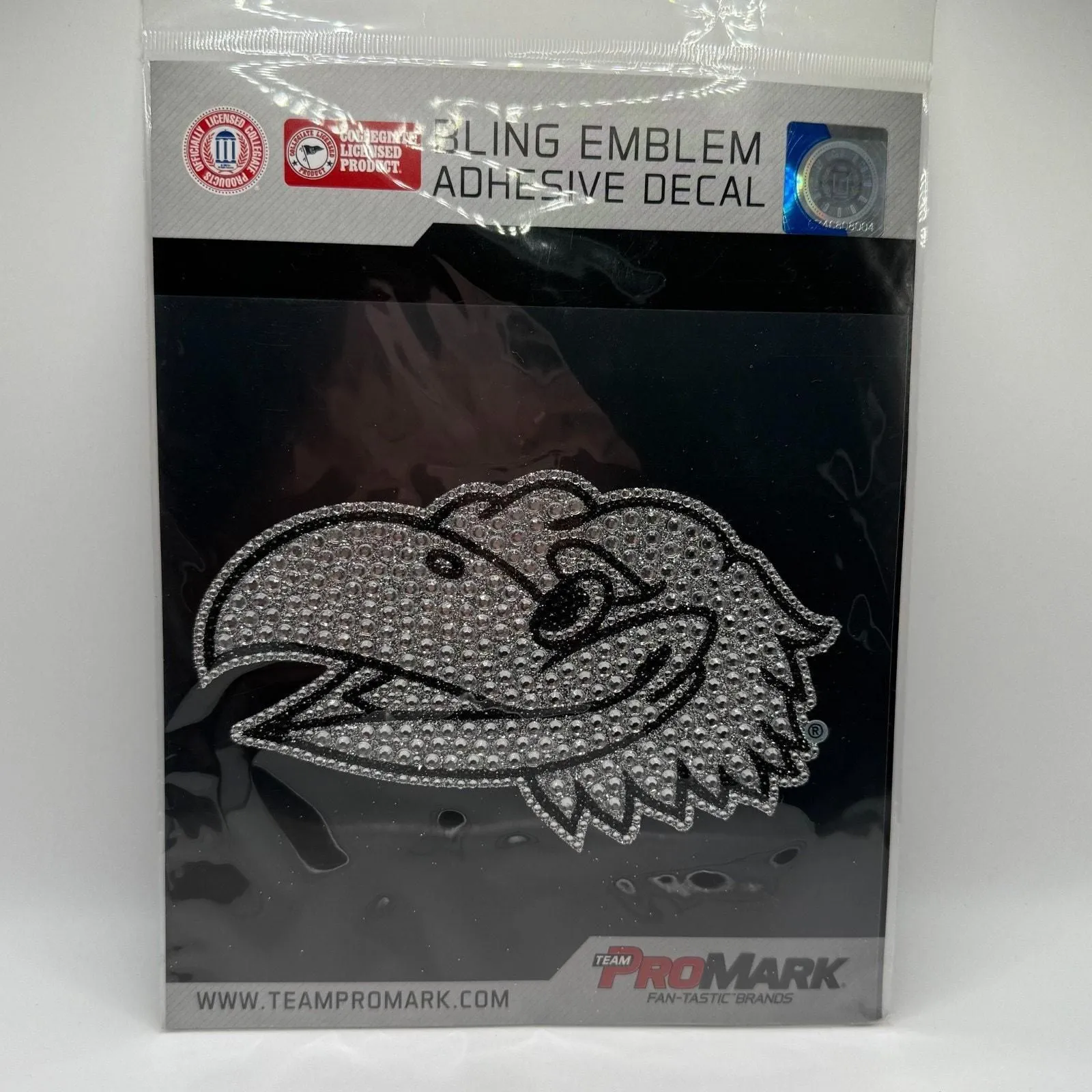 Product image for Team ProMark KANSAS Jayhawk UNIVERSITY Head Logo Bling Decal Adhesive Emblem - new-with-tags - Team ProMark