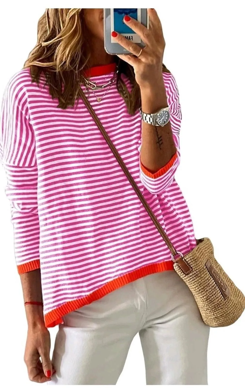 RITERA Plus Size Color Block Tunic Top – Long Sleeve, Striped, Fall & Winter Comfort
