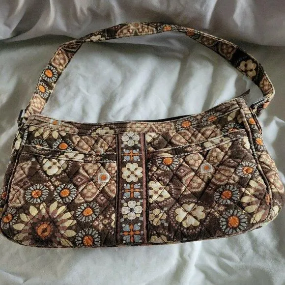 Product image for Vera Bradley Quilted Canyon Brown Blue Beige Orange Purse Bag Strap Pockets Zip