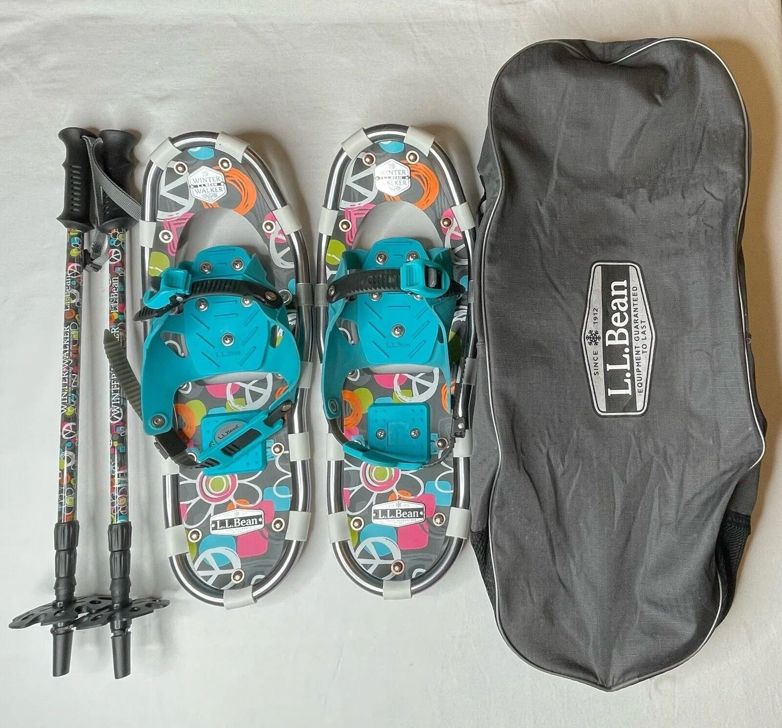 Product image for L.L. Bean Winter Walker 19 Youth Snowshoes Matched Telescoping Poles & Bag