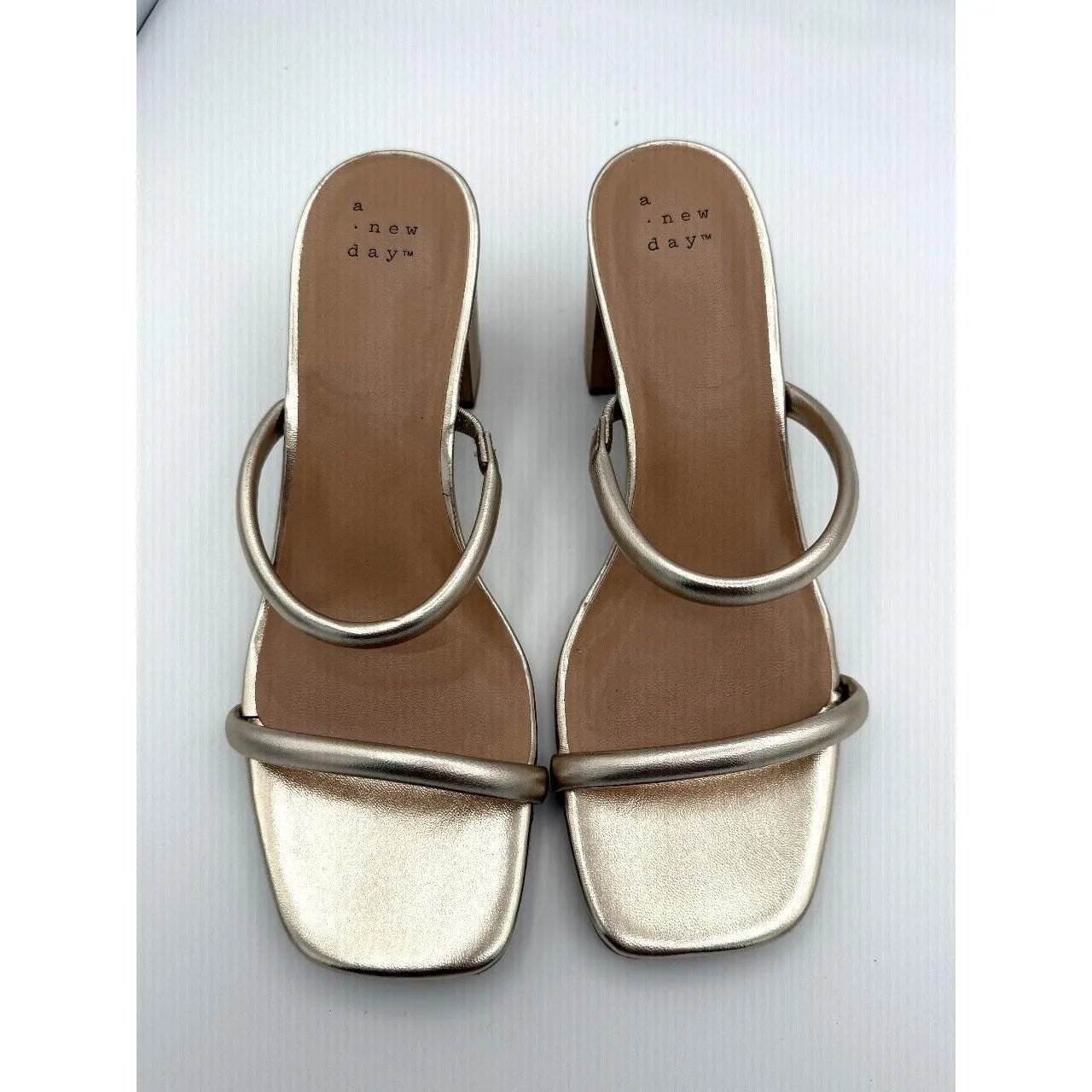 Product image for A New Day Womens Slip-On Metallic Cass Heel Sandal High Open Toe Size 7.5US Gold - new - A New Day