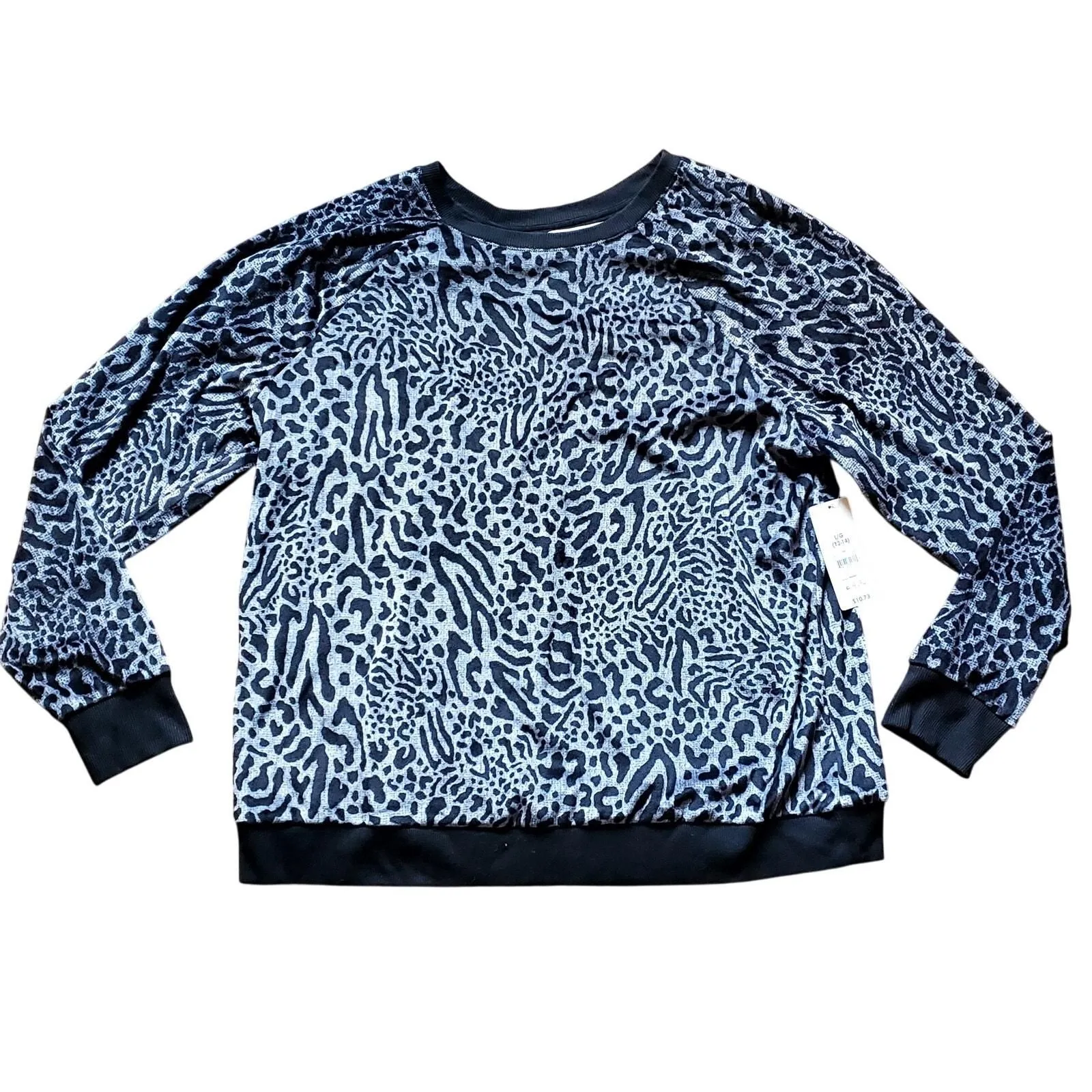 Product image for  NWT Secret Treasures Womens Sweatshirt Sleep Shirt Velour Soft Animal Print L - Large - Tops - new-with-tags - Secret Treasures