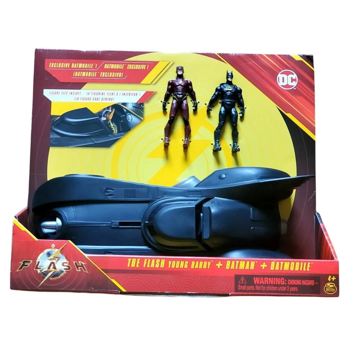 Product image for DC The Flash Young Barry Batman Batmobile 3 Pack Spin Master 4” Inch 2023 New