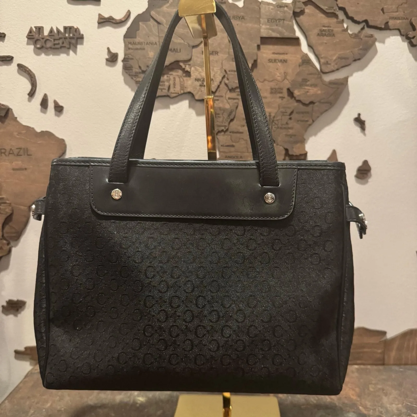 Product image for 658 Celine Black C Macadam Canvas Shoulder Bag SHW