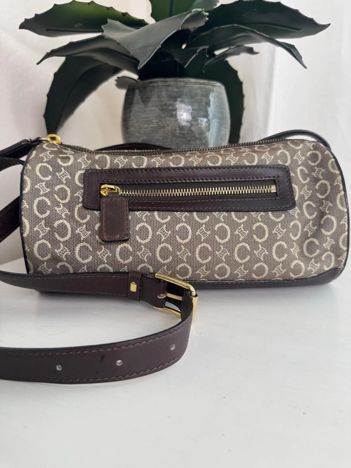 Product image for 656 Celine Brown Macadam Barrel Bag