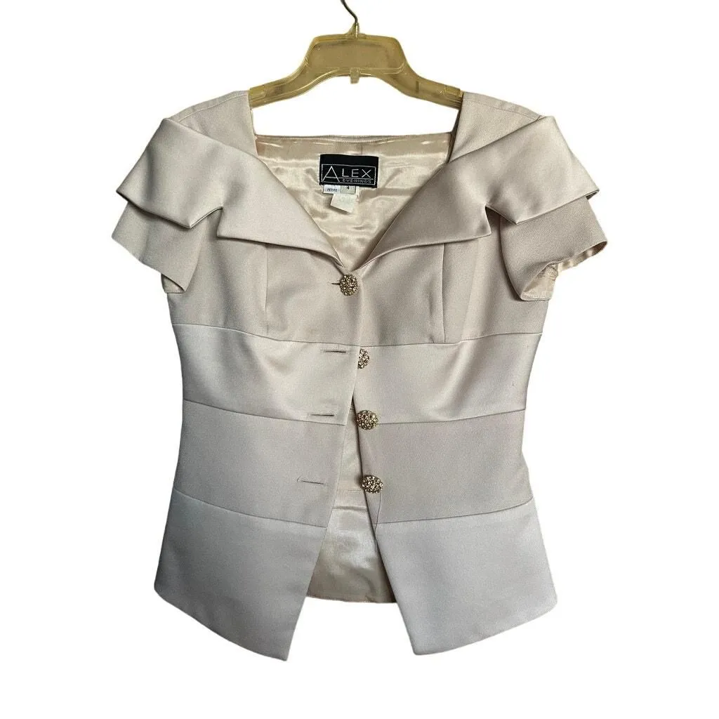 Product image for Alex Evenings Champagne 2-piece Skirt Suit Size 4P