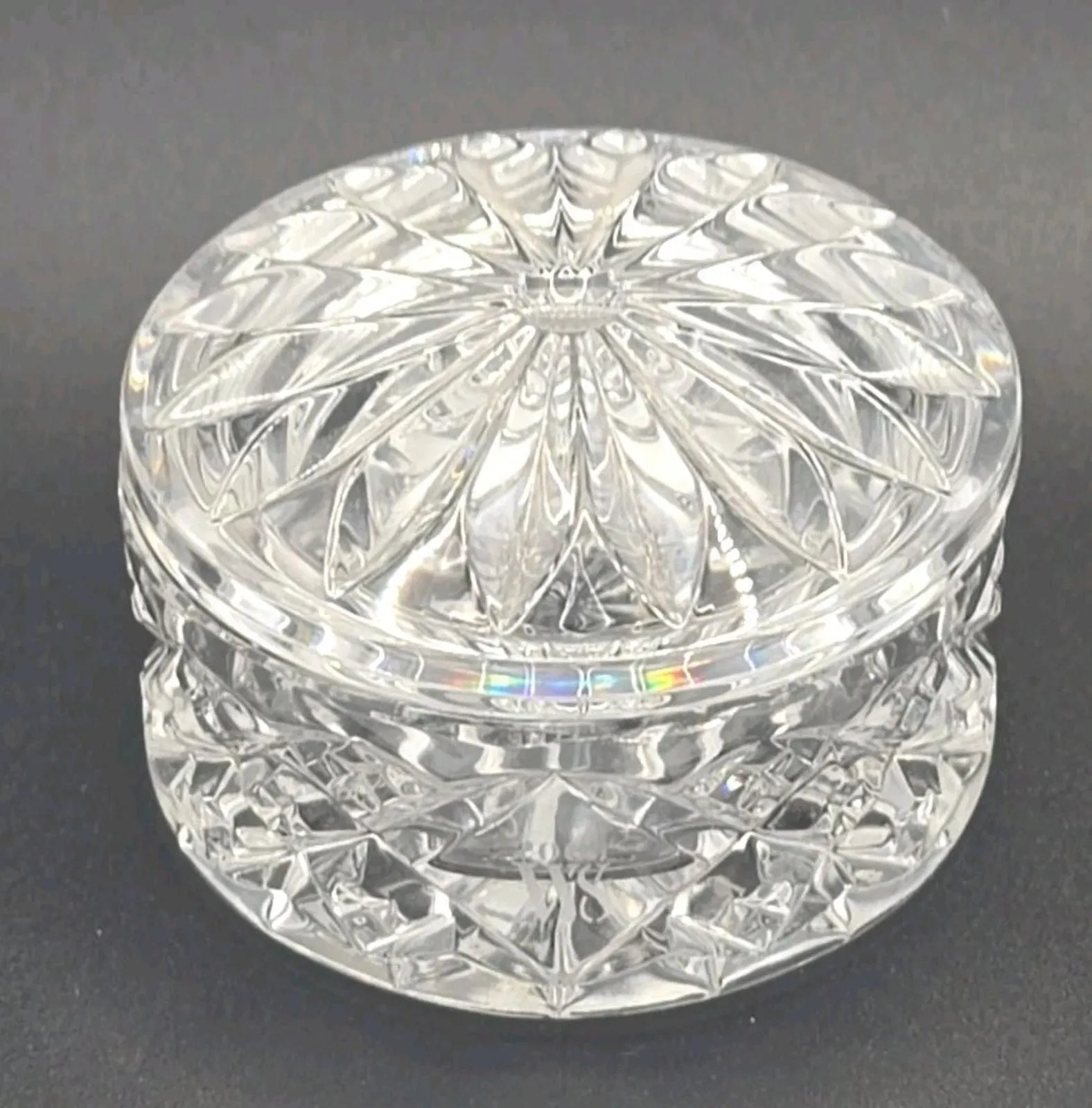 Product image for Vintage Waterford Crystal Round Trinket Box with Lid. Marked WS 2001 PB24