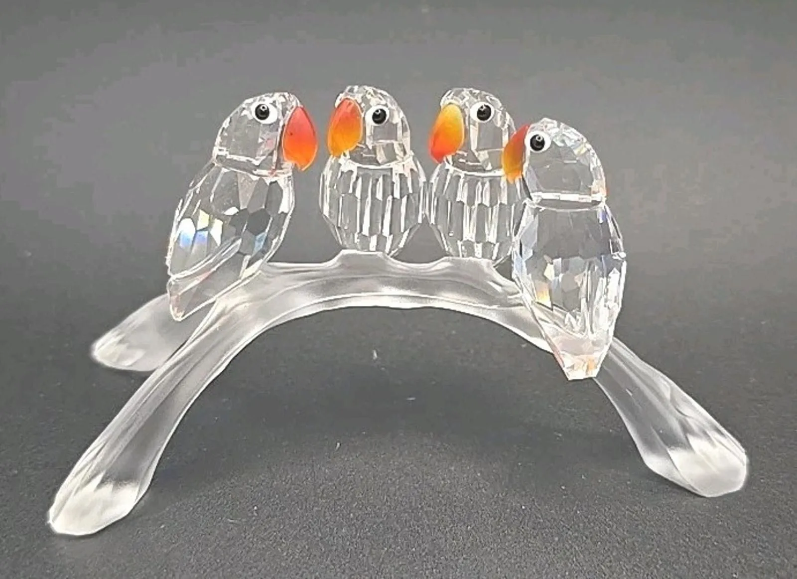 Product image for Vtg Swarovski Crystal Baby Love Birds Parrots on a Branch Figurine No Box PB24